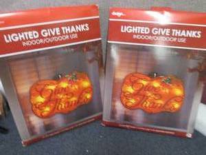 lot 25 image: 2 Lit Give Thanks Signs...