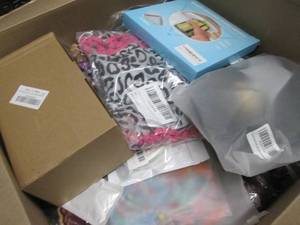 lot 105 image: Box of Small Assorted Overstock Ite...