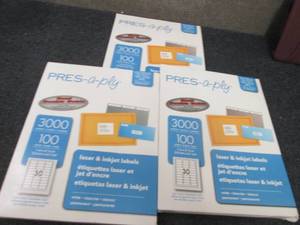 lot 175 image: 3- PRES-a-ply Labels, Laser Printer...