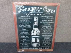 lot 398 image: Hangover Cures Metal Sign 16x12.5 i...