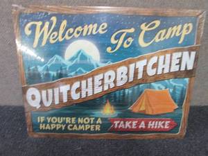 lot 401 image: Metal Welcome to Camp Sign 16x12.5 ...