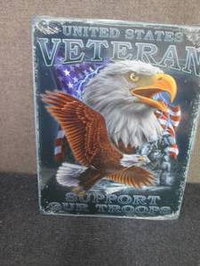 lot 402 image: Metal US Veteran Sign 16x12.5 inche...