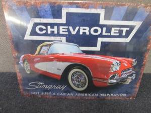 lot 406 image: Metal Chevrolet Stingray Sign 16x12...