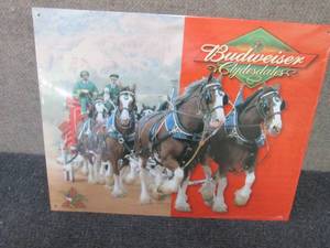 lot 407 image: Metal Budweiser Clydesdales Sign 16...