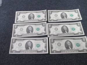 lot 408 image: 6- Nonsequential Uncirculated $2 Bi...