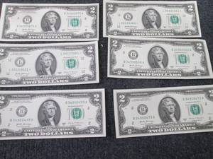 lot 411 image: 6- Nonsequential Uncirculated $2 Bi...