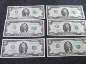 lot 414 image: 6- Sequential Uncirculated $2 Bills...