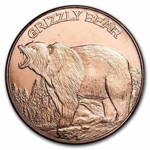 lot 69 image: Qty 5 1oz Copper Rounds Animal related