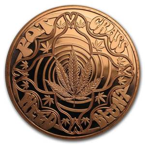lot 8 image: Qty 6 1oz Copper Rounds Cannabis Related
