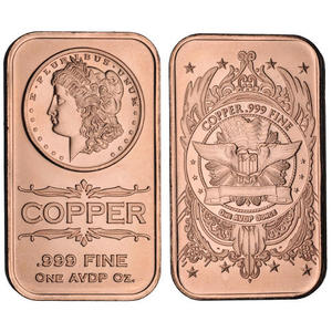 lot 65 image: Qty 5 1oz Copper Bars Assorted