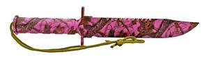lot 49 image: 13.75 Preppers Hunting and Survival Knife with Handle Survival Kit - Pink Camo
