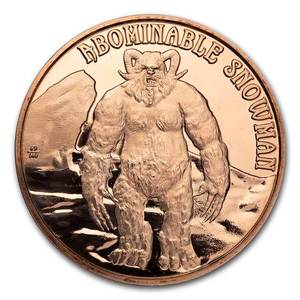 lot 136 image: Qty 7 1oz Copper Rounds Fantasy Creatures