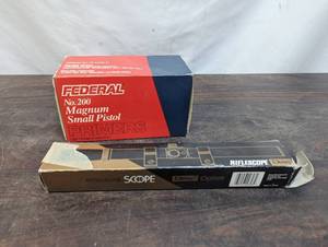 lot 216 image: Scope And Box Of Small Pistol Primers