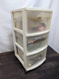 lot 230 image: Three-Drawer Plastic Bin On Casters