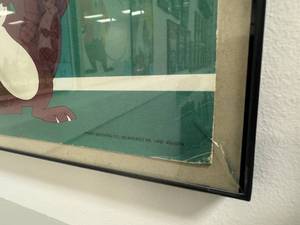 lot 34 image: Hamms Beer Framed Ad - Bear & Chipmunk Playing Football