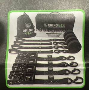 lot 43 image: Rhino Heavy Duty Ratchet Tie Down Kit & Storage Bag