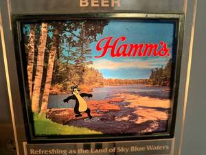 lot 13 image: Hamms Back Lit Lake Scene with Bear Display