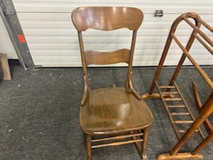 lot 177 image: 2 Wooden Rocking Chairs and a Quilt Rack