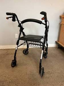 MSRP $250 Nova GETGO Lightweight Rolling Walker Rollator with Feather Touch Braking&nbsp&amp Basket 300lb Weight Capacity Model #4203BK - Like New Condition