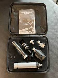ADC Otoscope &amp Ophthalmoscope Pocket Standard Ear Nose &amp Throat Diagnostic Instrument Set with Fitted Case - In Great Condition First Pic Is A Stock Pic - Rest Are Actual Item - This Case May Be Missing A Couple Pieces - See Pics