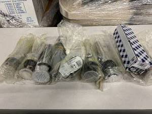 Lot of 8 NEW Various Sink Faucet, Pop-Up Filter Drains, and Outlet Plugs