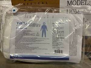 MSRP $250  1 Case (25 Each) NEW Yadu 185cm (Size Extra Large) Disposable Protective Medical Full Body &amp Head Coveralls