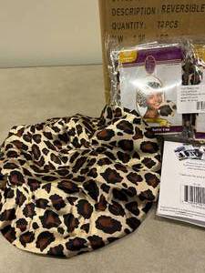 12 Case NEW In Package Toschicas Finest TF100 Reversible Cheetah Print Satin Caps
