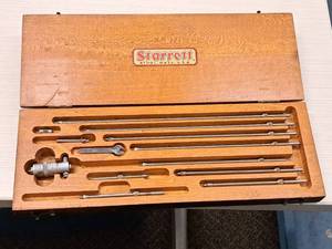 lot 583 image: Starrett Machinist Depth Micrometer with Wood Case