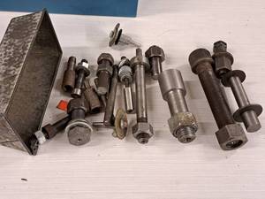 lot 555 image: Tool Pan with Misc. Machining Bolts and Various Attachments