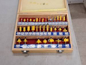lot 601 image: Router Bit Set 34-piece with Wood Storage Case