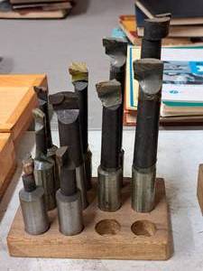 lot 606 image: Boring Bar Bit Set 10-piece with Wood Storage Block