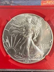 lot 01 image: 1987-S AMERICAN SILVER EAGLE NGC MS69