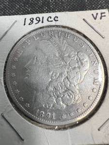 lot 05 image: 1891-CC US MORGAN SILVER DOLLAR VF