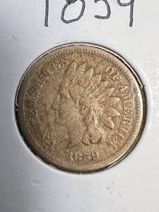 lot 18 image: 1859 US INDIAN HEAD CENT VF