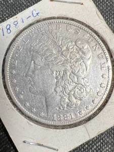 lot 21 image: 1881 US MORGAN SILVER DOLLAR