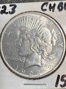 lot 26 image: 1923 US PEACE SILVER DOLLAR