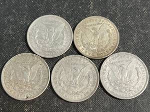 lot 33 image: 5 US MORGAN SILVER DOLLARS ALL 1921
