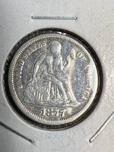 lot 36 image: 1877 US SEATED LIBERTY DIME SHINY