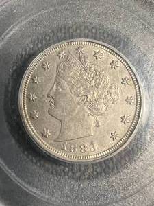 lot 44 image: 1883 US V NICKEL PCGS AU50 NO CENTS