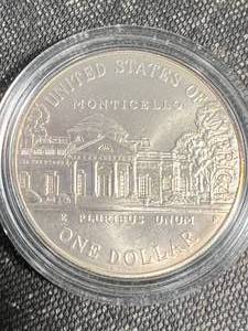 lot 46 image: 1993 US SILVER DOLLAR JEFFERSON COMMEM. IN AIRTITE