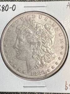 lot 53 image: 1880-O US MORGAN SILVER DOLLAR AU