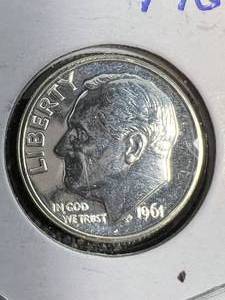 lot 65 image: 1961 US PROOF ROOSEVELT DIME