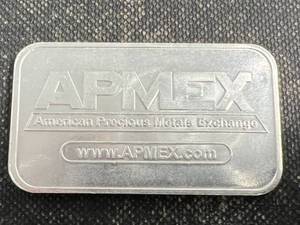 lot 66 image: 1 TROY OZ .999 FINE SILVER APMEX BAR