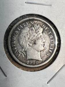 lot 69 image: 1916 US BARBER DIME VF