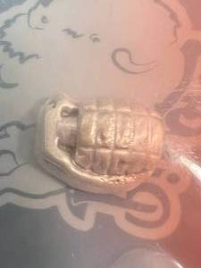 lot 76 image: � TROY OZ .999 FINE SILVER HAND POURED GRENADE