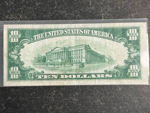 lot 91 image: 1928 US GREEN SEAL $10 REDEEMABLE IN GOLD CERTIFICATE