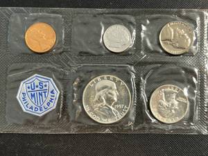 lot 01A image: 1957 US PROOF SET IN ORIGINAL ENVELOPE