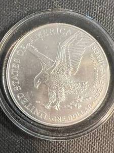 lot 25A image: 2023 AMERICAN SILVER EAGLE 1 TROY OZ .999 FINE SILVER IN AIRTITE