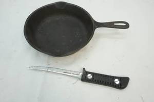 Cast Iron Pan and Knife