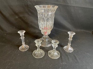 lot 312 image: Variety of Crystal Candle Sticks and Candle Holder